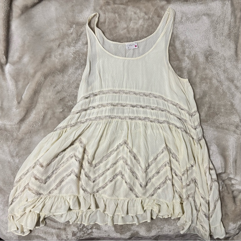 Free People Cream Camisole with Ruffled Tiers